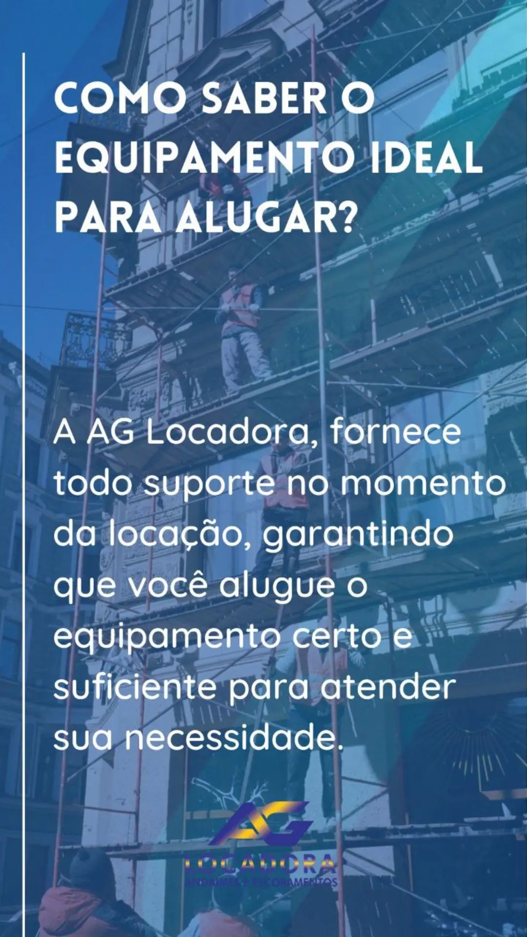 Post Instagram falando sobre o suporte oferecido pela AG Locadora